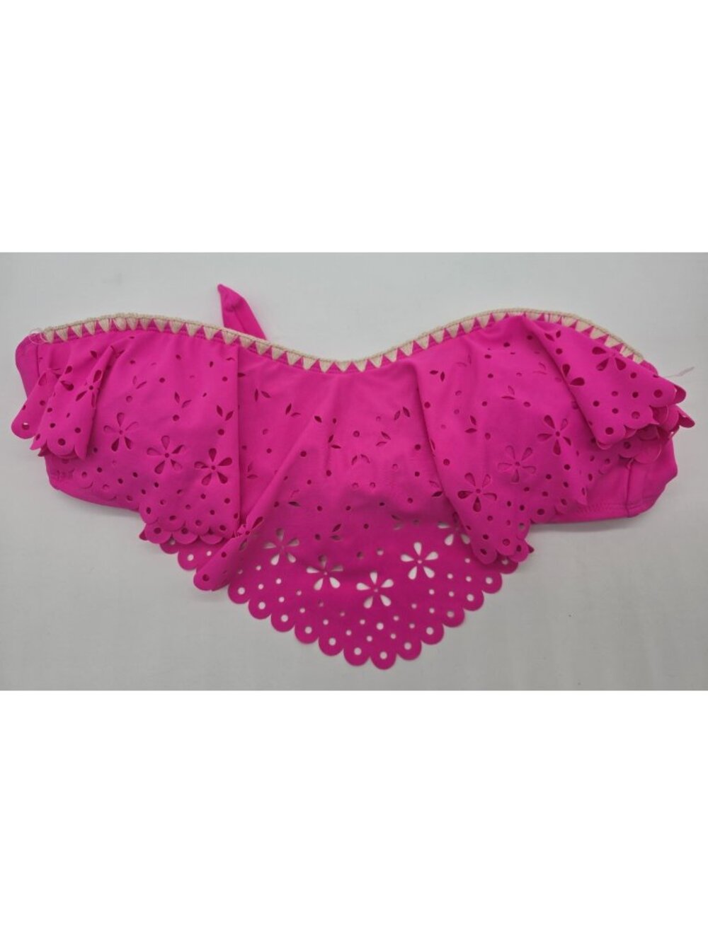 Arizona Jeans Women's Bikini Swimsuit Top Size Large Pink Strapless Padded Swim